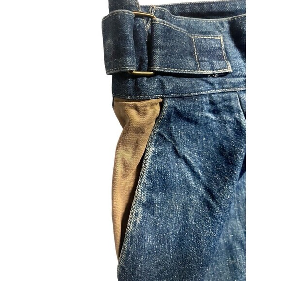 Vintage Rare Saint Laurent Sport 100% Cotton Wide Leg Jeans Size 33 Button Logos - Picture 7 of 16